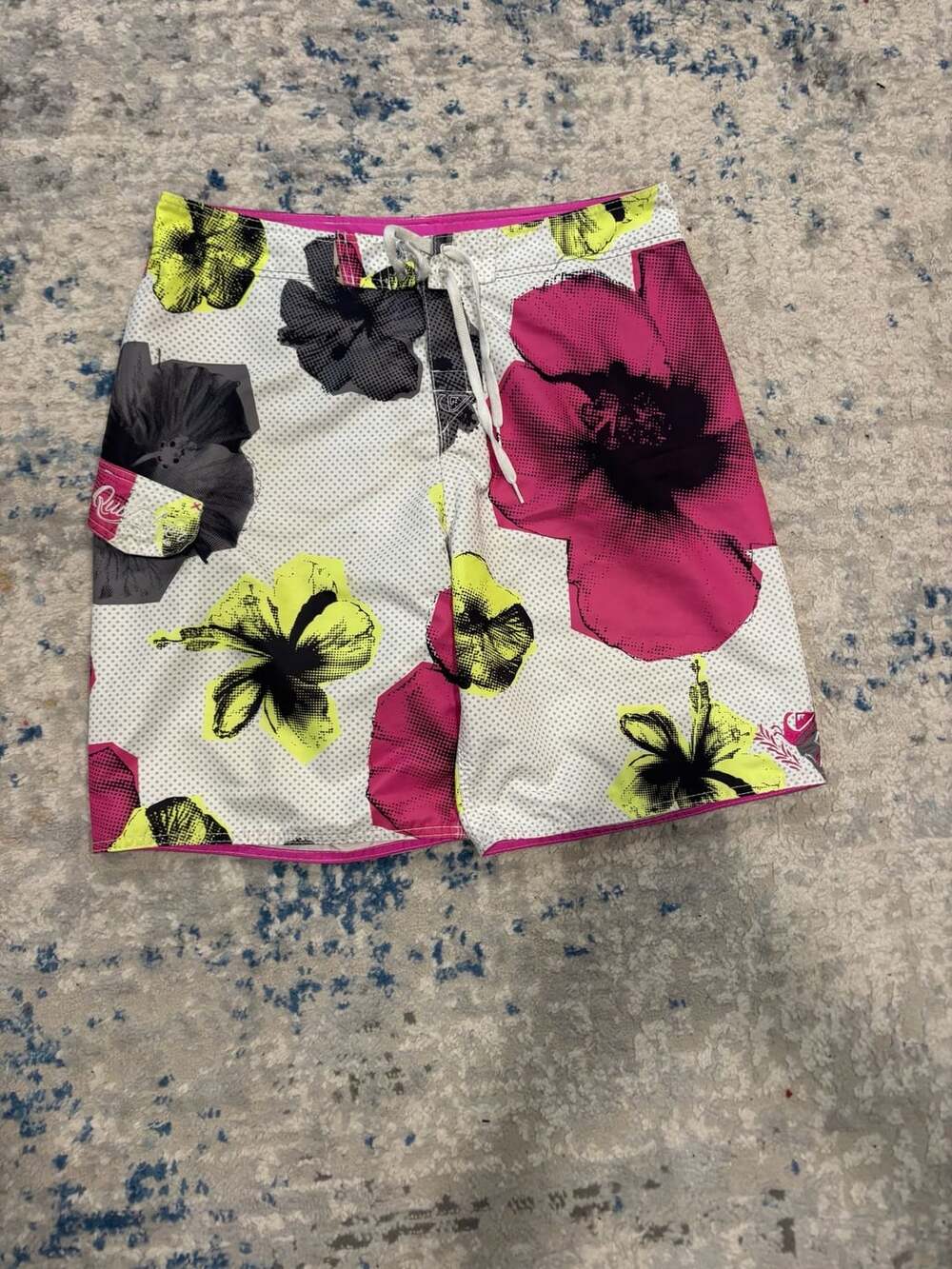 Vintage Baggy Quiksilver Board Shorts Size 36 Floral Swim Trunks L101613P